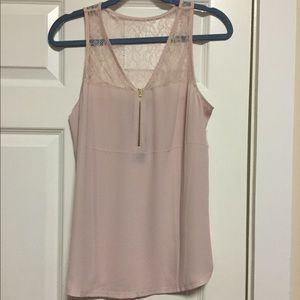 Express half lace tank with zipper